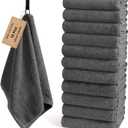 SEMAXE 12 Pack Hand Towels Set for Bathroom, Hotel, Gym and Spa, 16" x 27" 100% Combed Cotton Towels with Hanging Loops, Gift Box Packaging, Grey