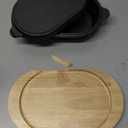 Cast Iron Bread Loaf Pan Set with Lid 2 in 1 Pre Seasoned Cast Iron Dutch Oven Pot Bread Cooking Pan with Dual Handles and Wooden Plate for Homemade Frying Sourdough Baking(Black)