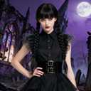 2 x Black Braided Wigs for Costume Girls Cute Long Black Wig with Bangs for Halloween Costume SL028BK