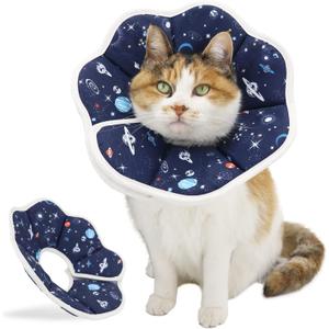 Soft Cat Cone, Adjustable Recovery Collar After Surgery to Prevent Licking Wound, Protective Cat Neck Cone, Comfortable Pet Elizabethan Collar for Cats Kittens and Puppies (M) (Blue)