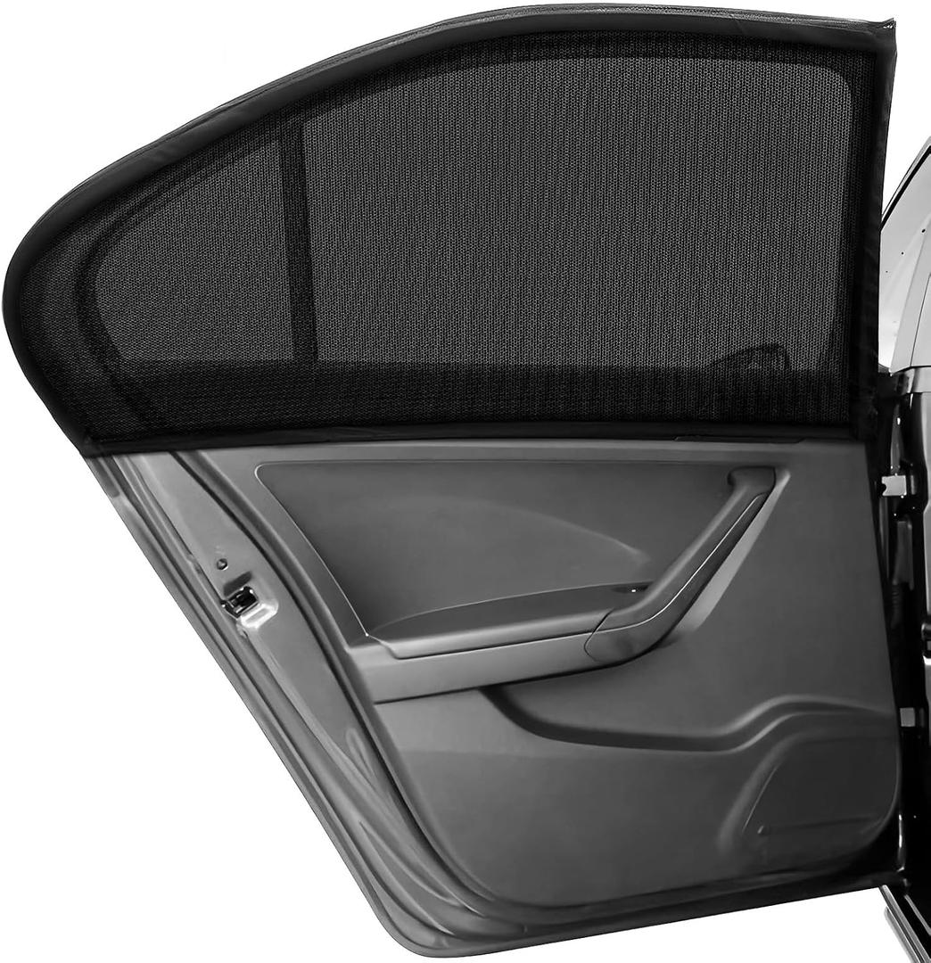 Car Window Shade, 2 Pack Car Sun Shade for Rear Window Baby, High Stretchy Car Universal, Suitable for mid-Size Cars and SUVs, Breathable Heat Insulation Anti-UV Protection Privacy, Black