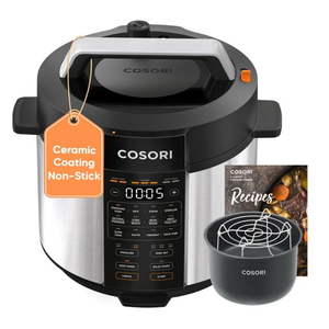 COSORI Pressure Cooker 6QT, Stainless Steel, 9-in-1 Multi Cooker, 12 Safety Features, Ceramic Inner Pot, Rice, Slow Cook, Sous Vide, Saute, 1100W