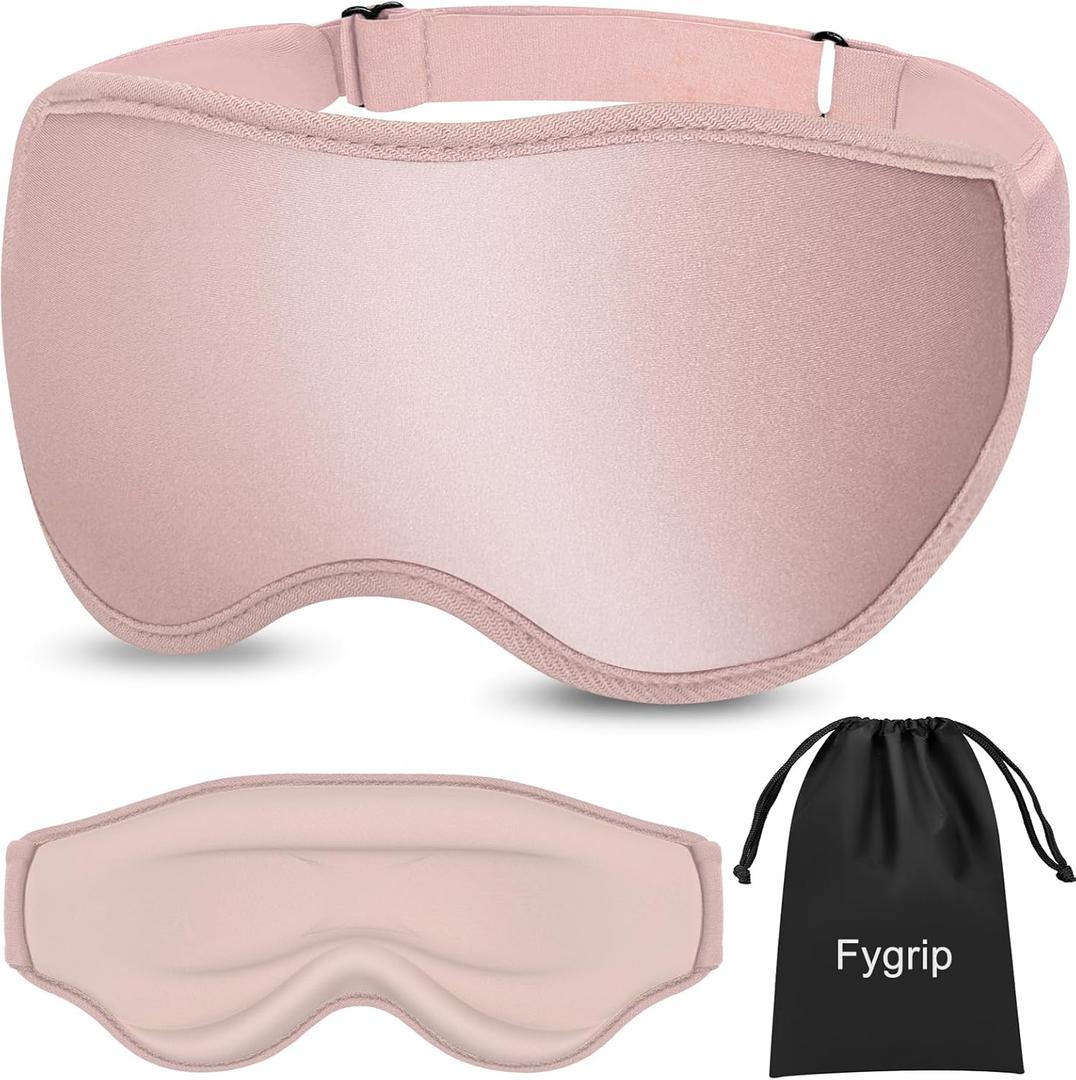 3D Eye Mask Sleep Mask for Men & Women, 100% Pressure-Free & Light Block-Out Eye Mask for Sleep with Easy Adjustable Strap, Night Eye Cover for Travel, Pink