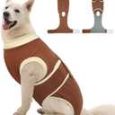 Kuoser Dog Recovery Suit, Soft & Breathable Fabric, Anti Licking, Cone Alternative, Brown, XX-Large (70+ LB) (Xx-large (Back: 24.8" - 29.5"; Weight: 70+ Lb))