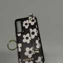 Petitian for Samsung Galaxy S22 Wallet Stand Case - Women Girls Cute Girly Aesthetic Unique Design Leather Credit Card Holder Cardholder Stand Wristband for Galaxy S22, White Flowers