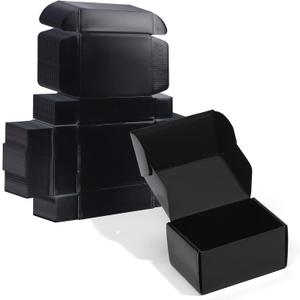 ZBEIVAN 6x4x3 Black Small Shipping Boxes, 20 Packs Corrugated Cardboard Mailer Boxes for Packaging Small Business Mailing Gifts Wrap Boxes with Lids