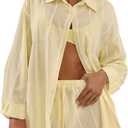 Verdusa Women's Oversized Striped Button Down Shirts Cruise Outfits for Women 2026, Medium