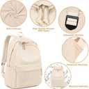 BTOOP School Backpack for Teens Large Corduroy Bookbag Lightweight 15.6 inch Laptop Bag for Girls Women Casual High School College