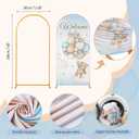 148 Pcs Bear Baby Shower Decorations Balloon Metal Arch Backdrop Stand and Cover Set Decor Dusty Blue and Brown Balloon Arch Kits Bear Baby Shower Gender Reveal Birthday Party Decorations, 18/12/10/5 inches