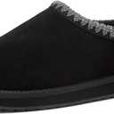 Lands' End Hearth Warm Fuzzy Mens Slippers, Indoor Outdoor Fur Lined Suede House Slippers for Men, Black or Brown House Shoes (Size 10)