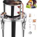 VEVOR Alcohol Still, 3 Gal / 11.4 L Stainless Steel Water Alcohol Distiller with Copper Coil, Home Brewing Refining Fermentation Kit with Thermometer, for Wine Whisky Brandy, Silver