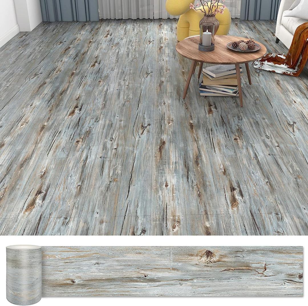 Lareko 108 Sq.Ft,Wood Peel and Stick Floor Tiles,72 Pack Grey Vinyl Flooring (No Adhesive Residue) 36"6" Waterproof and Non-Slip Laminate Flooring for Renters Bathroom, Living Room(Dust Gray)