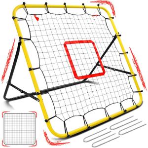 Soccer Rebounder Bounce Back Net,Baseball Rebounder Net, Adjustable Angle All Ages Volleyball Rebounder Training Equipment, Soccer Themed Gifts for Backyard Soccer Practice (3.3FT)