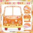 Hippie Bus Cardboard Cutout, Large 39.76 x 47.24 in Groovy Party Decoration, Retro 60s 70s Hippie Selfie Frame Photo Booth Prop, Daisy Van Life-Size Backdrop for Groovy Hippie Boho Party Favor