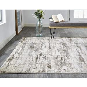 9' X 12' Ivory And Brown Abstract Area Rug