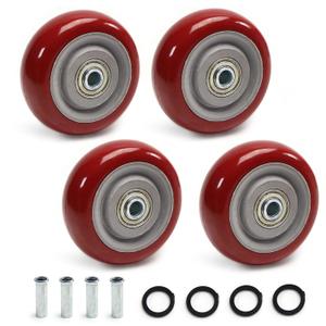 4 PCS 3.5INCH Caster Wheels Red Heavy Duty Plate Shelf Replacement Wheels for Platform up to 308 LBS/140KG
