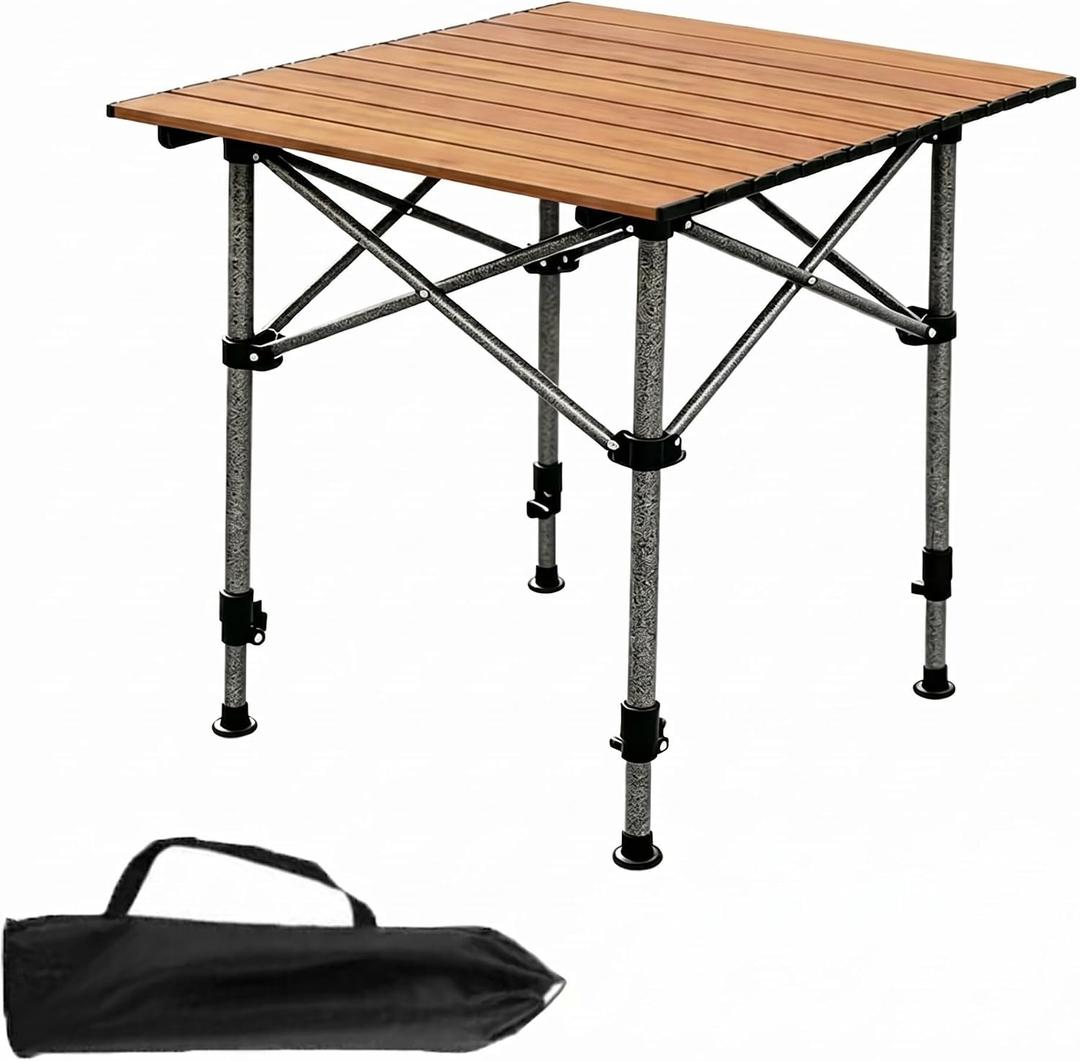 Lightweight Folding Camping Table, Adjustable Height Outdoor Picnic Table, 20 x 21.3 x 20.9 inches
