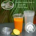 [16oz, 50 pack] Compostable Cups with Lids Eco plant based cups with strawless snap-fit sipper lids- Green Eco Friendly Alternative to Clear Plastic Cups with