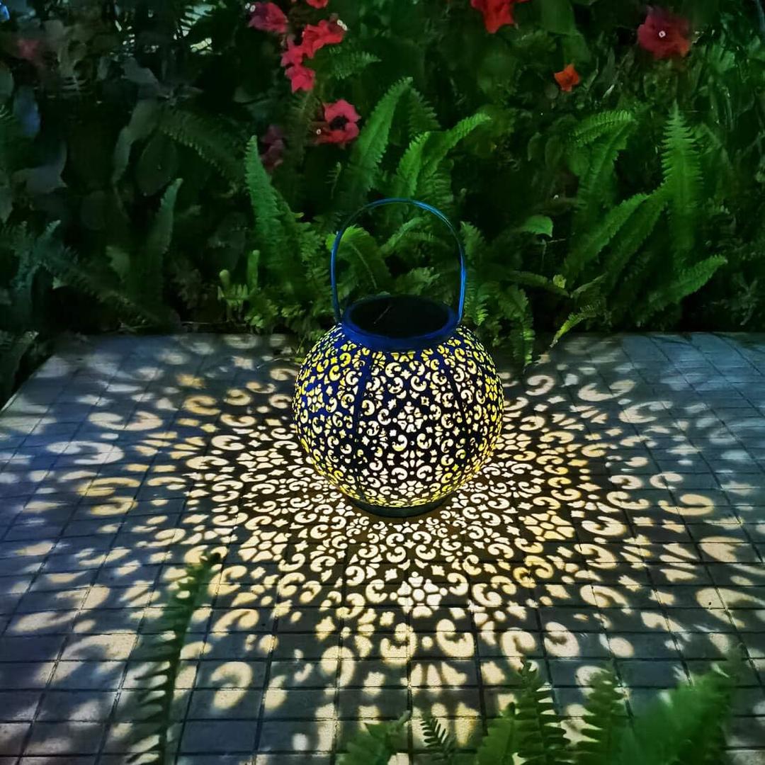 Go2garden Big Solar Outdoor Lanterns Waterproof, Gifts for Dad Mom Garden Yard Decor Lights for Patio,Balcony Party Ornaments, Birthday Mothers Day Gifts for Wife Grandma (1 Pack, Teal Blue)