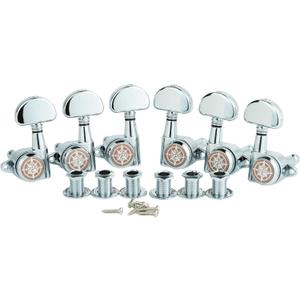 Guyker 6Pcs Guitar Locking Tuners (3L + 3R Handed) 1:21 Lock String Tuning Key Pegs Machine Heads with Half-Circle Handle Replacement for LP SG Style Electric, Folk or Acoustic Guitars Chrome