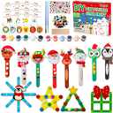 Qyeahkj 24 Sets Christmas Craft Winter Crafts Popsicle Stick Snowflake Reindeer Santa Ornaments Decorations Art Sets Snowman Stick Craft Stick for Kids Xmas Holiday Classroom Activities Party Favors