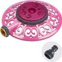 Melnor 65100-AMZ Sprout Metal 8-Pattern Sprinkler and QuickConnect Product Adapter Amazon Bundle, Raspberry Red