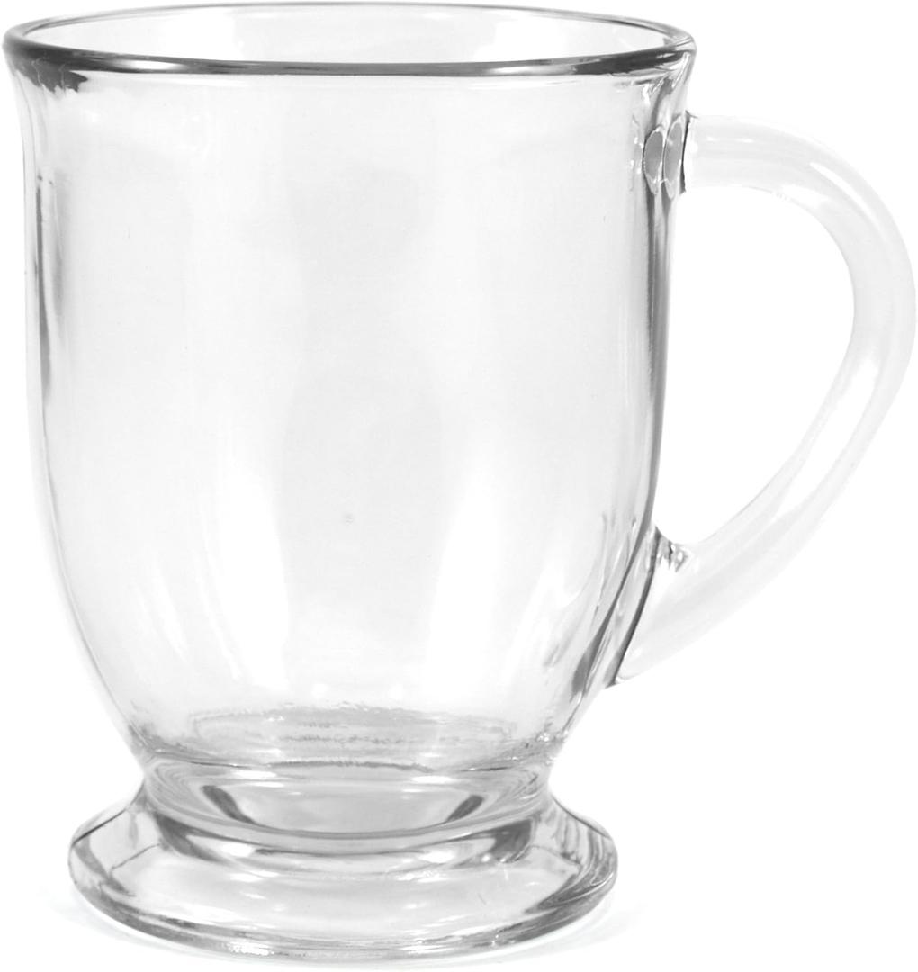 Anchor Hocking Café Glass Coffee Mugs, 16 oz, Set of 6