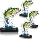 Weysat 4 Pcs Fishing Trophy Award for Ceremonies Tournaments Competitions Acrylic bass Fish Trophy Prizes Reward for Adults Fishermen Gifts