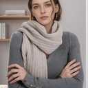 MissShorthair Womens Scarf Large Chunky Knit Warm Scarfs Cashmere Feel Scarves for Women and Men Cold Weather (Gray)