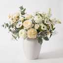 DN DECONATION Flower Vase, White Ceramic Vases for Home Decor, 7.4 Textured Surface Vase for Bouquet, Boho Farmhouse Decor for Table, Living Room Wedding Women Spring Aesthetic