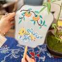 QIZUOLIFE Chinese Embroidery Fan Kit for Beginners, 12.99 x 8.66 inches