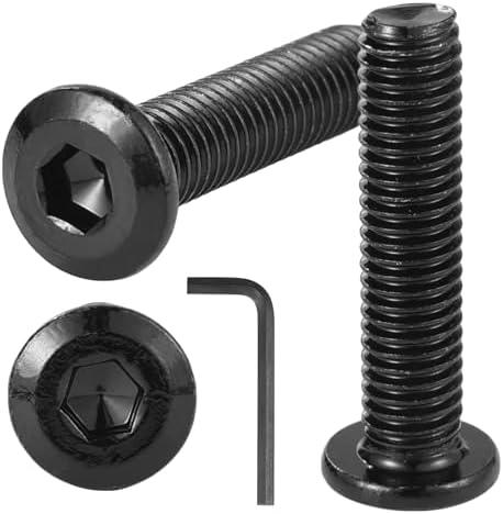FCZDQ M8-1.25 x 120mm Countersunk Bolts Rivet Flat Socket Head Cap Screws Kit with Allen Hex Drive Spanner, Stainless Steel 18-8 (304), Black Oxide, Fully Threaded, 6PCS