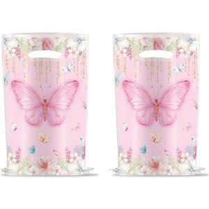 YYaaloa 30pcs Pink Goodie Bags Party Favor Plastic Candy Gift Bags Bulk for Birthday Baby shower Return Gift (Butterfly B 30pcs)