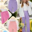 LessonZoo 3 Pack Girls' Pants with Pockets Wide Leg High Waist Teen Casual Sweatpants Kids Baggy Summer Joggers(Pink, Purple, Light Pink,5-6 Years)