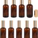 Foraineam 9 Pack 100ml / 3.4 oz. Amber Glass Spray Bottle with Atomizer, Fine Mist Spray, Refillable Container for Perfume, Cleaning Products, Essential Oils