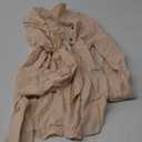 Womens Button Down Shirts Cotton Dress Shirt Long Sleeve Oversized Boyfriend Solid Tunic Tops with Pockets (Small, Apricot)