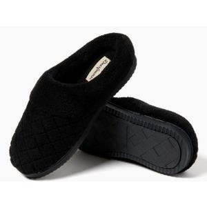Dearfoams Women's Indoor/Outdoor Memory Foam Darcy Microfiber Velour Clog, Wide Widths Slipper, Black 11-12 Dearfoams Women's Indoor/Outdoor Memory Foam Darcy Microfiber Velour Clog, Wide Widths Slipper, Black 11-12