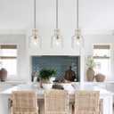 WILON Modern Glass Pendant Lighting for Kitchen Island, Farmhouse Pendant Lights for Dining Room Kitchen Sink, Adjustable Hanging Ceiling Light 7" Hammered Glass Shade, Brushed Nickel Metal Finish, 1-Light-Large