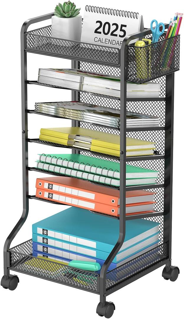 samstar Rolling File Cart,Under Desk Organizer, File Organizer beside Desk, Binder Paper Letter Storage with Wheels,for Office Supplies & Classroom Organization
