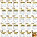1.5 oz Hexagon Mini Glass Honey Jars -30Pack Honey Jars with Wood Dipper, Gold Lid, Bee Pendants, Jutes - Perfect for Baby Shower, Wedding Favors, Party Favors
