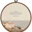 Voxitura Vintage Coastal Christian Wall Art Round Framed, Scripture Be Still Wall Decor Canvas Hanging Beachy Living Room, Landscape European Sea Prints Artwork Decorations for Bedroom Dorm 10x10in