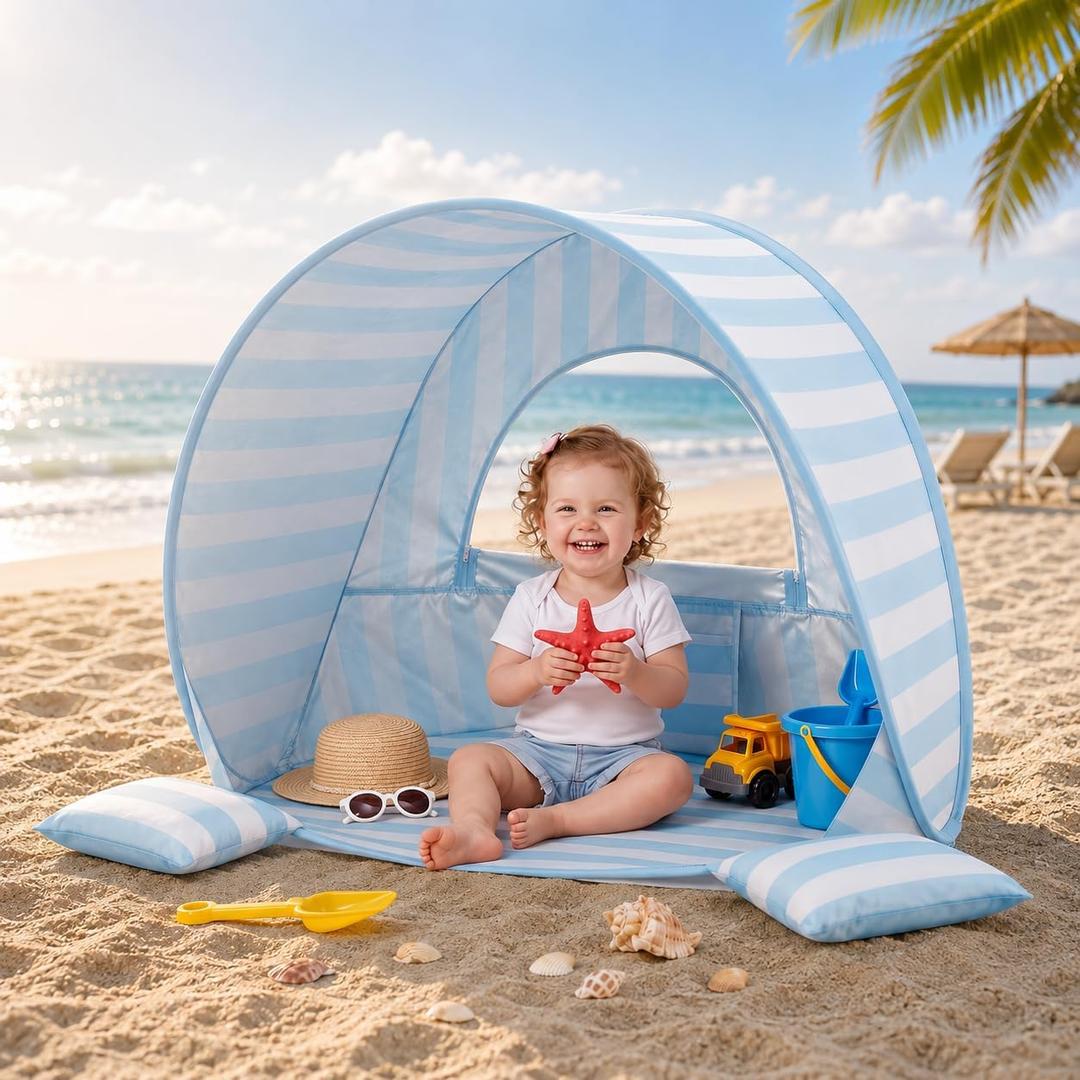 Pop Up Baby Beach Tent, UPF 50+ Sun Shelter, 35" x 26" x 26"