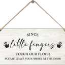 2 x Please Take Off Your Shoes Sign, No Shoes Sign for House, Shoes Off Sign for Home, Hanging Wall Decor for Entryway Front Door - 12 x 6 In