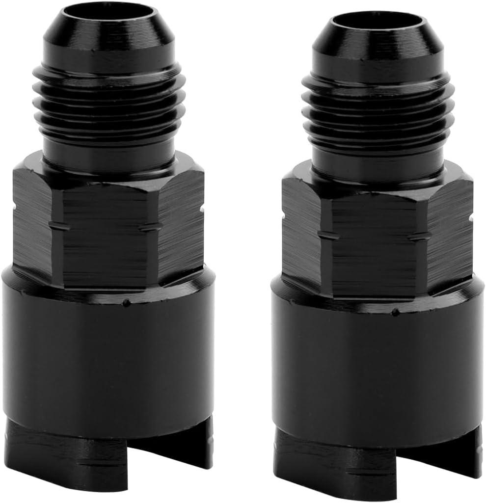 LokoCar 6AN Male to 5/16" Quick Disconnect Female EFI Fuel Rail Fitting Aluminum Black 2Pcs