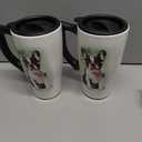Spoontiques French Bulldog Ceramic Travel Coffee Mug with Lid and Handle - Spill Proof Lid - Double Walled Mug for Hot and Cold Beverages - Microwave and Dishwasher Safe, (Pack of 2)