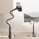 Lamicall Gooseneck Phone Holder for Bed - Cell Phone Mount Clamp Clip, Flexible Long Arm, Overhead Mount for Desk Headboard Bedside, Gifts for iPhone Air 17 Pro Max, 16 15 14 Pro Max and 4-7" Phone