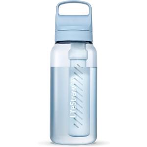 LifeStraw Go Series  BPA-Free Water Filter Bottle for Travel and Everyday Use, Removes Bacteria, Parasites and Microplastics, Improves Taste, 1L Icelandic Blue