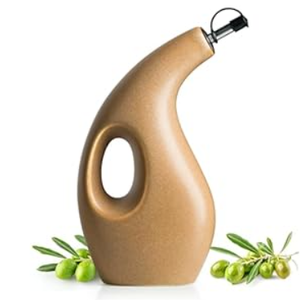 Miamolo Ceramic Oil Dispenser for Kitchen 23oz, Cooking Olive Oil Dispenser with Handle & Spout, Oil Dispenser Suitable for Storage Oil Vinegar Coffee Syrup Liquids
(Brown)
