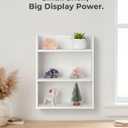 3-Tier Trinket Shelf, 10" x 12" Small Display Shelf for Wall or Countertop, Wooden Knick-Knack Shelves for Collectibles, Perfume & Crystal Storage, White