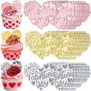 30PCS Happy Valentines Day Cake Toppers, Acrylic Cupcake Toppers 3 Different Pattern Heart Shape Custom Cupcake Picks for Valentines Party Anniversary Pastries Decorations (30 Irregular Heart)